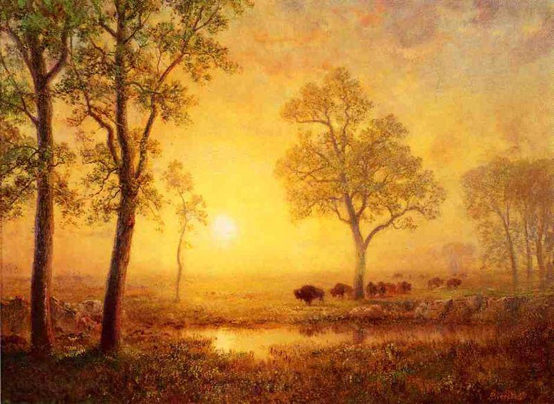 Albert Bierstadt Sunset on the Mountain France oil painting art